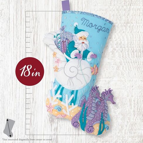 Bucilla ، Santa's Sea Life ، مثالية لمشاريع الفنون والحرف DIY ، شعرت بمجموعة Making Stocking 18 "، 89771E in Saudi Arabia