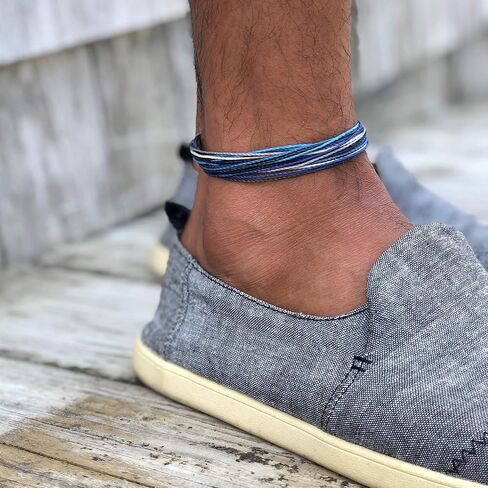 Ankle Bracelet Unisex Anklet with Hematite Stone for Men and Women - Handmade Woven Knot Surfer Beach Jewelry in Kuwait