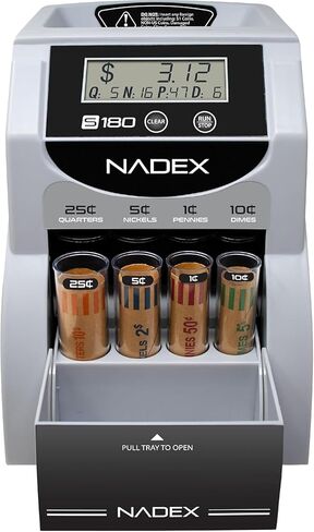Nadex S180 Coin Digital Coin Counter و Sorter و Wrapper - يقوم تلقائيًا بفرز دفعات العملات المعدنية ، وتتوقف على لفائف العملات الكاملة والفضة in Kuwait
