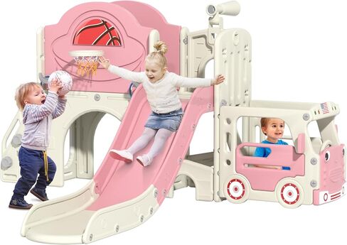NYEEKOY 9 in 1 Bus-Themed Toddler Playground, Slide for Toddlers 1-3 in Saudi Arabia