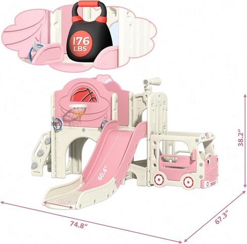 NYEEKOY 9 in 1 Bus-Themed Toddler Playground, Slide for Toddlers 1-3 in Saudi Arabia