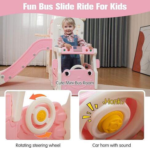 NYEEKOY 9 in 1 Bus-Themed Toddler Playground, Slide for Toddlers 1-3 in Saudi Arabia