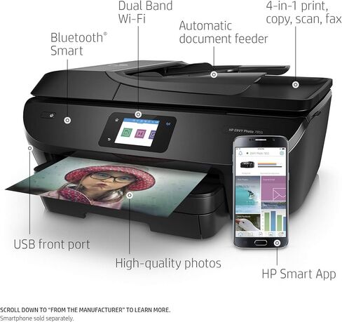 HP ENVY Photo 7855,Ccolor All In One Photo Printer with Wireless Printing, Instant Ink Ready (K7R96A) (Renewed) in Saudi Arabia