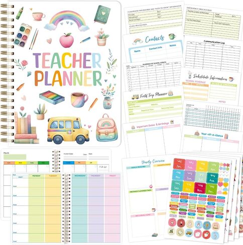 Ceiba Tree Teacher Planner Undated Lesson Plan Book 10 Months Each Month 5 Weeks 8.5 X 11 inch with 5 Sheets Stickers School Teachers Classroom Supplies Must Haves in Saudi Arabia