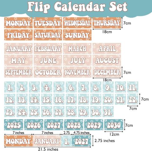 Flip Calendar for Classroom Colorful Flip Calendar Set Colorful Classroom Decoration for Whiteboard Classroom Teacher School Supplies in Saudi Arabia