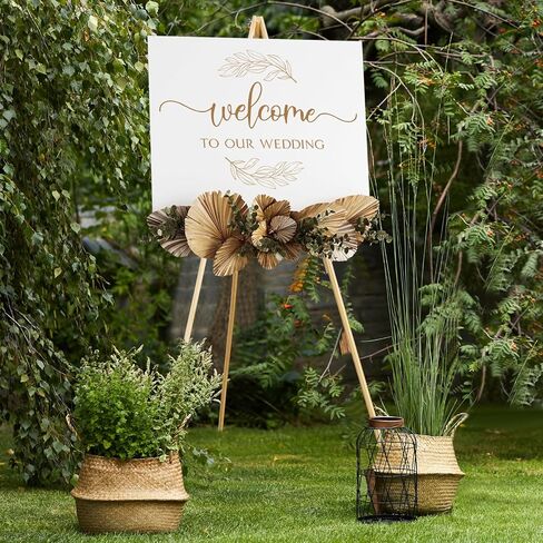 Nianfeng Wooden Easel Stand for Sign ، Floor Display Stand Floor لعلامة الزفاف مع صينية قابلة للتعديل ، 63 بوصة ، خفيفة ملصق Tripod A-Frame ، ترحيب ، عرض فني ودش الطفل (طبيعي) in Kuwait