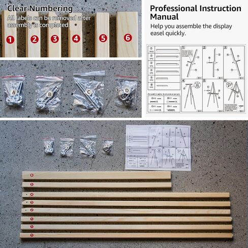Nianfeng Wooden Easel Stand for Sign ، Floor Display Stand Floor لعلامة الزفاف مع صينية قابلة للتعديل ، 63 بوصة ، خفيفة ملصق Tripod A-Frame ، ترحيب ، عرض فني ودش الطفل (طبيعي) in Kuwait