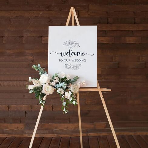 Nianfeng Wooden Easel Stand for Sign ، Floor Display Stand Floor لعلامة الزفاف مع صينية قابلة للتعديل ، 63 بوصة ، خفيفة ملصق Tripod A-Frame ، ترحيب ، عرض فني ودش الطفل (طبيعي) in Kuwait