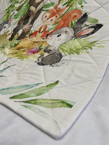 WOODLAND ANIMALS Baby Quilt Handmade. Tummy Time Quilted Blanket. 100% Cotton Quilted Floor Quilt. Nursery Crib Quilt Baby Shower Gift in Saudi Arabia