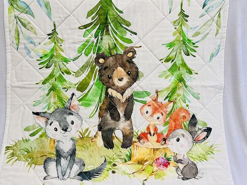WOODLAND ANIMALS Baby Quilt Handmade. Tummy Time Quilted Blanket. 100% Cotton Quilted Floor Quilt. Nursery Crib Quilt Baby Shower Gift in Saudi Arabia