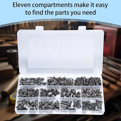 140Pcs Chicago Screws for Leather Crafting - 8 Sizes (M5x4/5/6/8/10/12/15/18) Gun Metal, Premium Durable Screw Rivets Kit for DIY Leather Projects, Belts, Wallets & Accessories, Metal Fasteners Set in Saudi Arabia