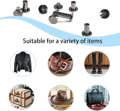 140Pcs Chicago Screws for Leather Crafting - 8 Sizes (M5x4/5/6/8/10/12/15/18) Gun Metal, Premium Durable Screw Rivets Kit for DIY Leather Projects, Belts, Wallets & Accessories, Metal Fasteners Set in Saudi Arabia