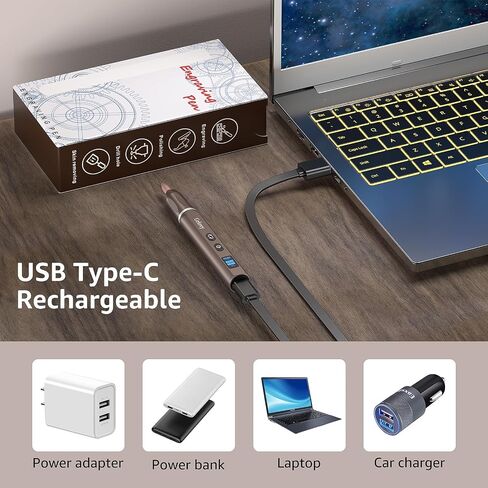 قلم Gekeey Electric Electric ، أداة دوارة صغيرة قابلة لإعادة الشحن مع 42 بت ، جسم الألومنيوم ، سرعة متغيرة ، قلم محمول محمول للزجاج المعدني والبلاستيك ، بني in Saudi Arabia