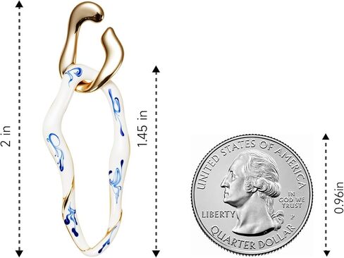 Asymmetrical Gold Long Earrings – Gold Drop Earrings with Ceramic Accent, Artistic Two-Tone Earrings for Women, Unique White and Gold Dangle Earrings for Gift in Saudi Arabia