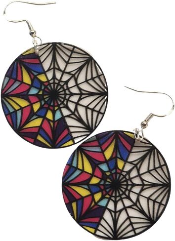 Wednesday Window Inspired Dangle Earrings, Vibrant Colors, Translucent, Handmade, Sterling Silver Hooks in Saudi Arabia