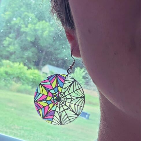Wednesday Window Inspired Dangle Earrings, Vibrant Colors, Translucent, Handmade, Sterling Silver Hooks in Saudi Arabia