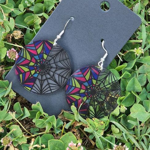Wednesday Window Inspired Dangle Earrings, Vibrant Colors, Translucent, Handmade, Sterling Silver Hooks in Saudi Arabia