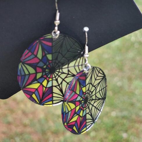 Wednesday Window Inspired Dangle Earrings, Vibrant Colors, Translucent, Handmade, Sterling Silver Hooks in Saudi Arabia