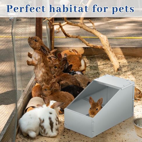 Maxcheck 2 pcs المجلفن الأرنب المعدني مربع Bunny Bunny Small Animal Nest مع أرضية أكريليك قابلة للإزالة متينة سهلة التنظيف لاستخدام داخلي في الهواء الطلق مستلزمات الأرانب. in Kuwait