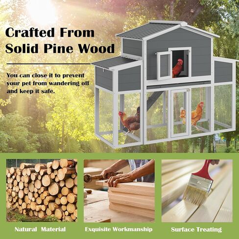 Coop Wooden Chicken For 2-6 Dickens ، منزل دجاج في الهواء الطلق مع صناديق العش وصناديق العش الخارجية ، House House House Hutch Dicken Cage مع سقف ومقاوم للماء ، (66''lx32''wx53''h) in Saudi Arabia