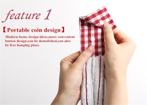 2 Pcs Kitchen Cotton Classical Striped Towel/Absorbent Towel/Hanging Towels/Hand Towel,Red Stripes in Kuwait