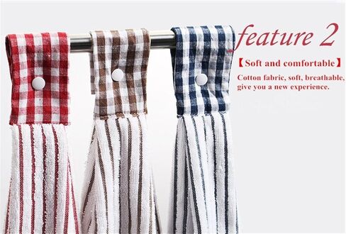2 Pcs Kitchen Cotton Classical Striped Towel/Absorbent Towel/Hanging Towels/Hand Towel,Red Stripes in Kuwait
