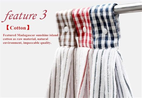 2 Pcs Kitchen Cotton Classical Striped Towel/Absorbent Towel/Hanging Towels/Hand Towel,Red Stripes in Kuwait