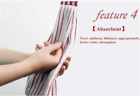 2 Pcs Kitchen Cotton Classical Striped Towel/Absorbent Towel/Hanging Towels/Hand Towel,Red Stripes in Kuwait