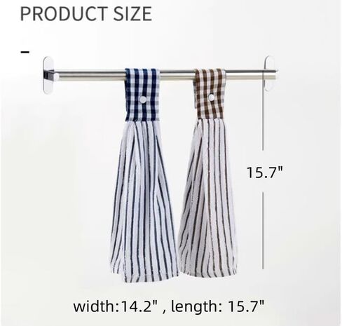 2 Pcs Kitchen Cotton Classical Striped Towel/Absorbent Towel/Hanging Towels/Hand Towel,Red Stripes in Kuwait