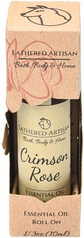 Sensual Crimson Rose | Romantic Natural Essential Oil Perfume | Free from Alcohol, Parabens, Phthalates | Lathered Artisan Plant Based Oil Cologne | Nourishing, Uniquely Handcrafted (Rose - Roll On) in Saudi Arabia