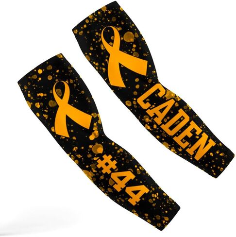 Compression Sleeve for Youth and Adults, Gold Ribbon Design, Polyester/Spandex, Childhood Cancer Sleeve (Flames, L) in Kuwait