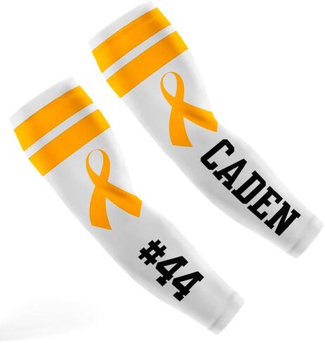 Compression Sleeve for Youth and Adults, Gold Ribbon Design, Polyester/Spandex, Childhood Cancer Sleeve (Flames, L) in Kuwait
