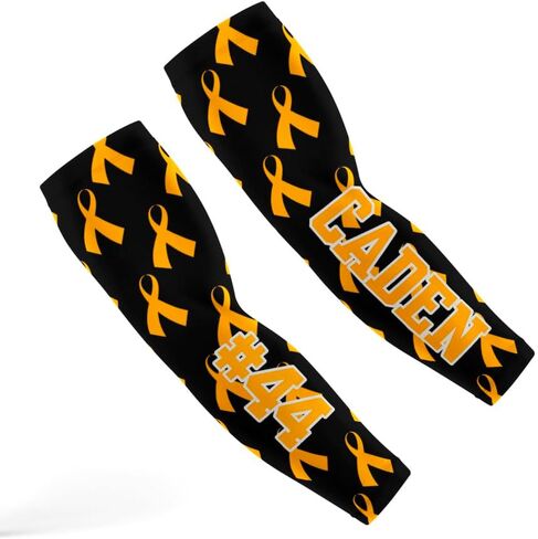 Compression Sleeve for Youth and Adults, Gold Ribbon Design, Polyester/Spandex, Childhood Cancer Sleeve (Flames, L) in Kuwait