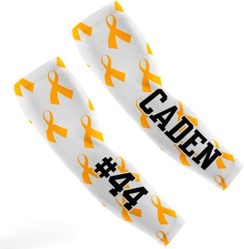 Compression Sleeve for Youth and Adults, Gold Ribbon Design, Polyester/Spandex, Childhood Cancer Sleeve (Flames, L) in Kuwait