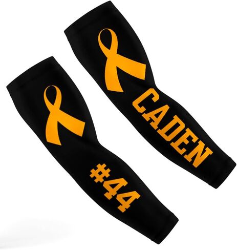 Compression Sleeve for Youth and Adults, Gold Ribbon Design, Polyester/Spandex, Childhood Cancer Sleeve (Flames, L) in Kuwait