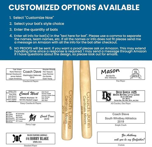 Bird's Wood Shack Mini Baseball Bat Themkeake - الخشب الصلب ، الخفافيش المصغرة التي يتم تخصيصها بالليزر لزملائها في الفريق ، المدربون ، حاملي الخاتم - ديكور الخفافيش البيسبول - 18 بوصة - كأس فريد من نوعه للدوري الصغير in Kuwait