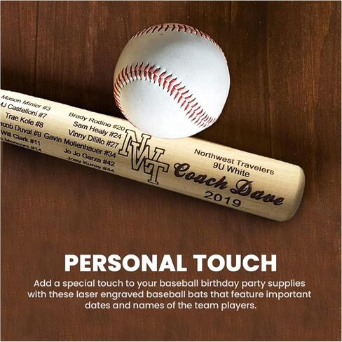 Bird's Wood Shack Mini Baseball Bat Themkeake - الخشب الصلب ، الخفافيش المصغرة التي يتم تخصيصها بالليزر لزملائها في الفريق ، المدربون ، حاملي الخاتم - ديكور الخفافيش البيسبول - 18 بوصة - كأس فريد من نوعه للدوري الصغير in Kuwait