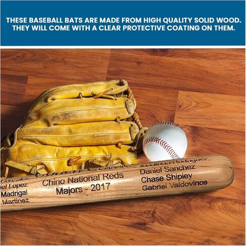 Bird's Wood Shack Mini Baseball Bat Themkeake - الخشب الصلب ، الخفافيش المصغرة التي يتم تخصيصها بالليزر لزملائها في الفريق ، المدربون ، حاملي الخاتم - ديكور الخفافيش البيسبول - 18 بوصة - كأس فريد من نوعه للدوري الصغير in Kuwait