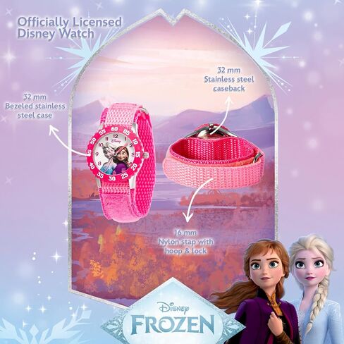 Disney Frozen Kids' Bezel Stainless Steel Time Teacher Analog Nylon Strap Watch in Saudi Arabia