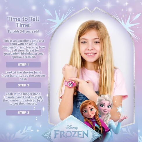 Disney Frozen Kids' Bezel Stainless Steel Time Teacher Analog Nylon Strap Watch in Saudi Arabia