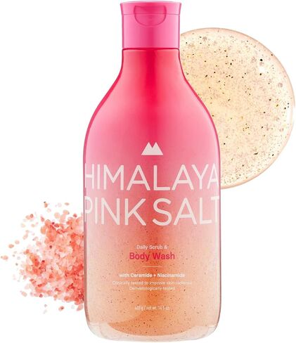 HIMALAYA PINKSALT Daily Scrub & Body Wash - Exfoliating Body Scrub, Dead Sea Salt & Himalayan Pink Salt, Natural Moisturizing Bodywash, Retinol & Hyaluronic Acid Shower Gel, Korean Skincare 14.1oz in Kuwait