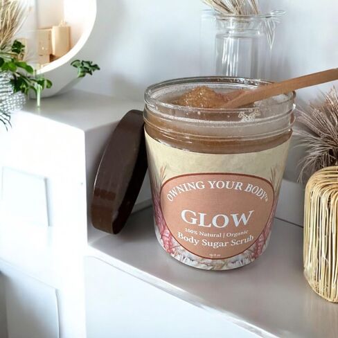 Glow Organic Face & Body Sugar Scrub – Natural Exfoliating Scrub for Smooth, Radiant Skin – Gentle Moisturizing Polish for Face, Body & Hands in Saudi Arabia