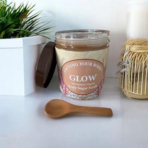 Glow Organic Face & Body Sugar Scrub – Natural Exfoliating Scrub for Smooth, Radiant Skin – Gentle Moisturizing Polish for Face, Body & Hands in Saudi Arabia
