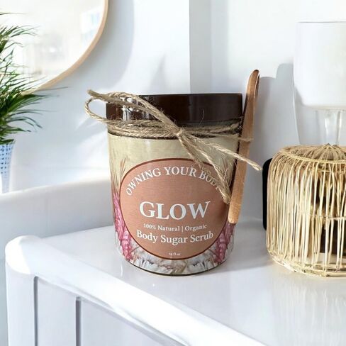 Glow Organic Face & Body Sugar Scrub – Natural Exfoliating Scrub for Smooth, Radiant Skin – Gentle Moisturizing Polish for Face, Body & Hands in Saudi Arabia