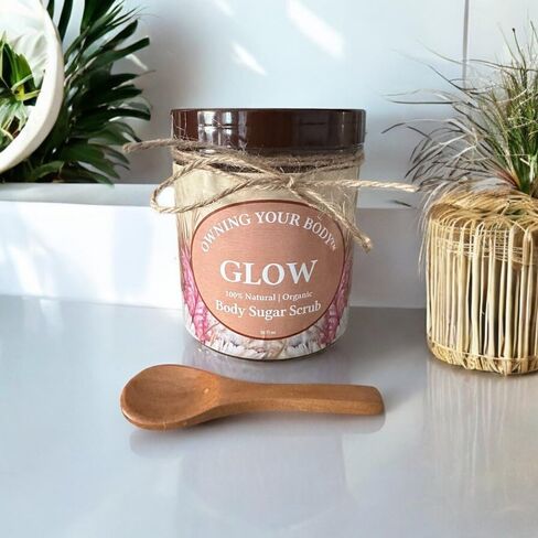 Glow Organic Face & Body Sugar Scrub – Natural Exfoliating Scrub for Smooth, Radiant Skin – Gentle Moisturizing Polish for Face, Body & Hands in Saudi Arabia