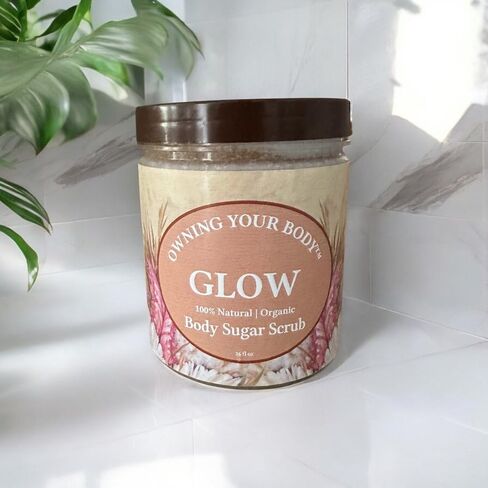 Glow Organic Face & Body Sugar Scrub – Natural Exfoliating Scrub for Smooth, Radiant Skin – Gentle Moisturizing Polish for Face, Body & Hands in Saudi Arabia