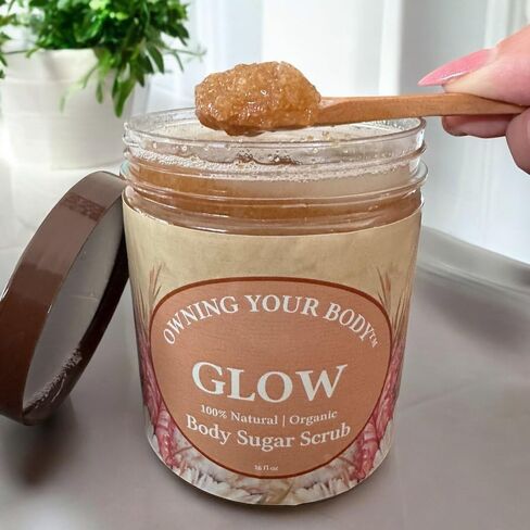 Glow Organic Face & Body Sugar Scrub – Natural Exfoliating Scrub for Smooth, Radiant Skin – Gentle Moisturizing Polish for Face, Body & Hands in Saudi Arabia