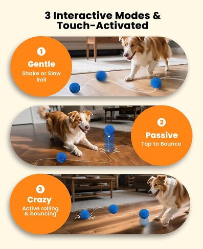 Smart Interactive Dog Balls, Automatic Moving Ball for Medium and Large Dogs, E-TPU New Material, Motion Activated Rolling & Rotating Bouncy Toy for Dog Enrichment & Stimulation in Kuwait