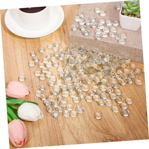 VICASKY 200pcs Clear Flat Glass Beads for Aquarium and Garden Decor Non Floating Decorative Pebbles Versatile Vase Fillers Effortless Cleaning and Visual Appeal for Home and Outdoor Use in Saudi Arabia