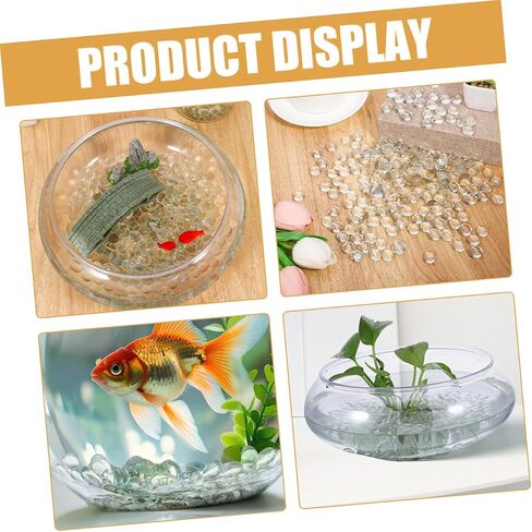 VICASKY 200pcs Clear Flat Glass Beads for Aquarium and Garden Decor Non Floating Decorative Pebbles Versatile Vase Fillers Effortless Cleaning and Visual Appeal for Home and Outdoor Use in Saudi Arabia